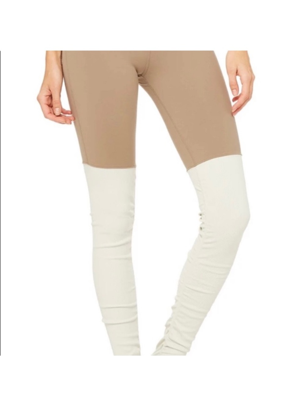 ALO Yoga Tan and Cream Leggings.  NWOT. Size M